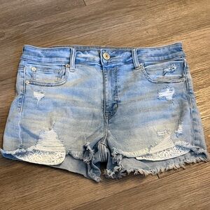 American Eagle Outfitters Light Blue Ripped Jean Shorts